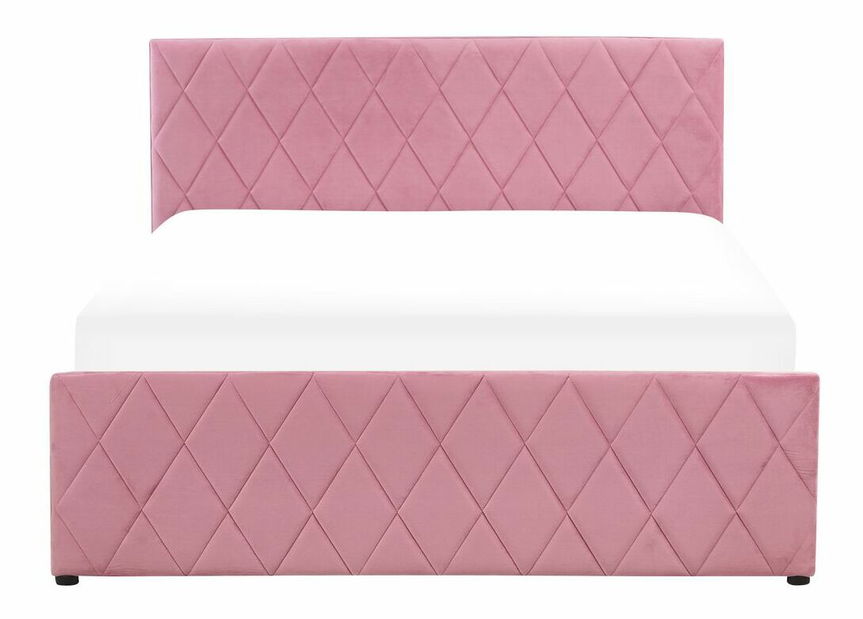 Manželská posteľ 140 cm Rhett (ružová) (s roštom a úložným priestorom)