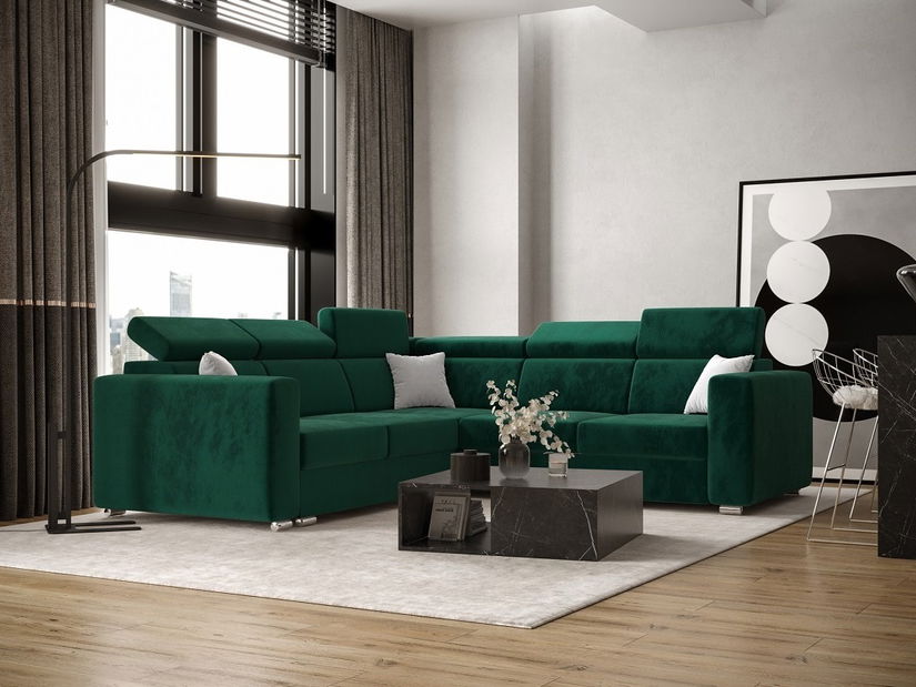 Sarokkanapé Viktoria 2R2 (B) (sötétzöld)