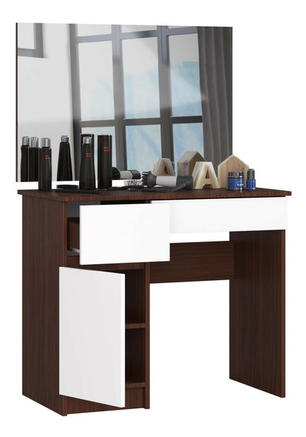 Masă de toaletă Parijat (wenge + Alb) (cu oglindă) (S)