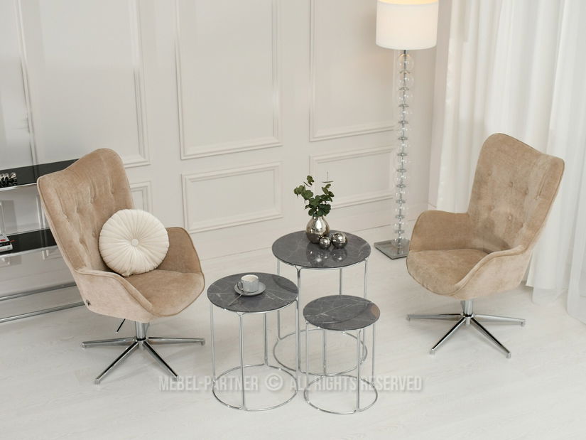 Konferenčný stolík Belianni Zest (sivý mramor + chrómová)