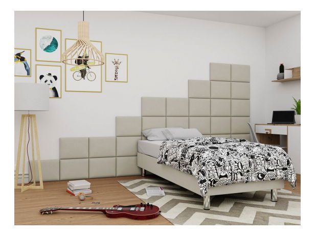 Panou de perete tapițat (3 buc.) Pag 40x30 (gri) *lichidare de stoc