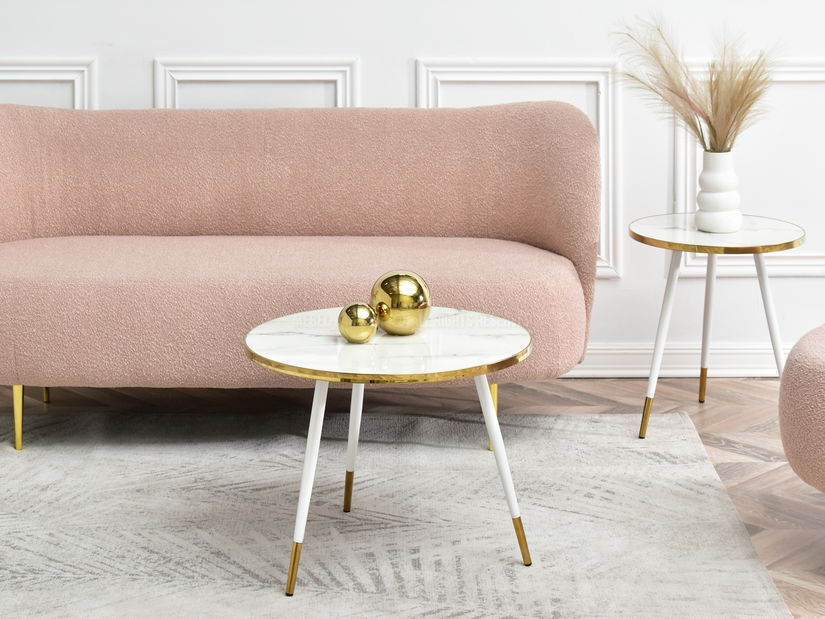 Măsuță de cafea Zoya Xl (marmură albă + auriu)