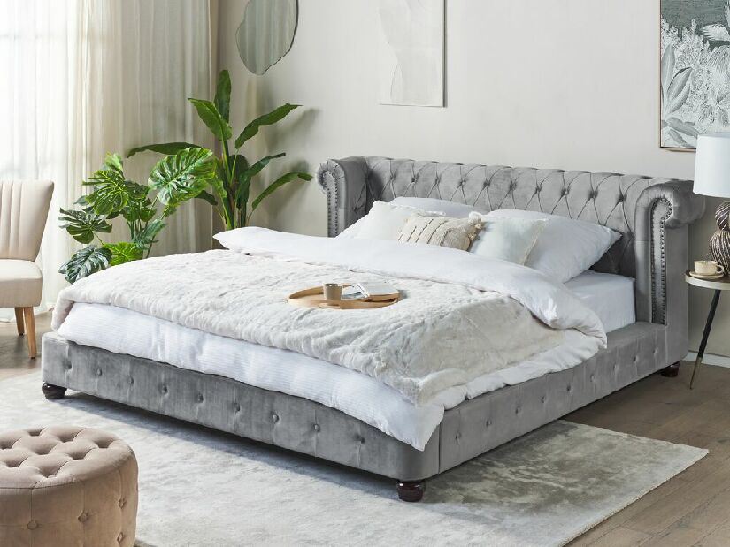 Manželská vodná posteľ 180 cm Chomper (sivá) (s roštom a matracom)
