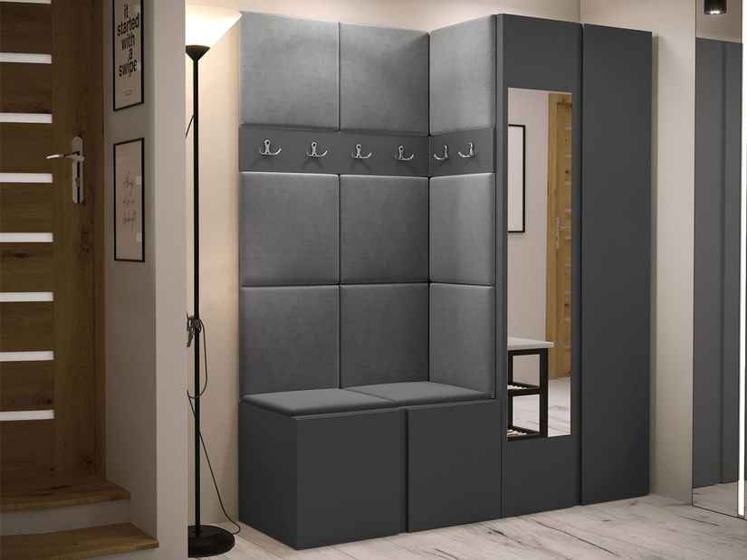 Predsoblje Tovenaz XII (grafit + siva) (s ogledalom)