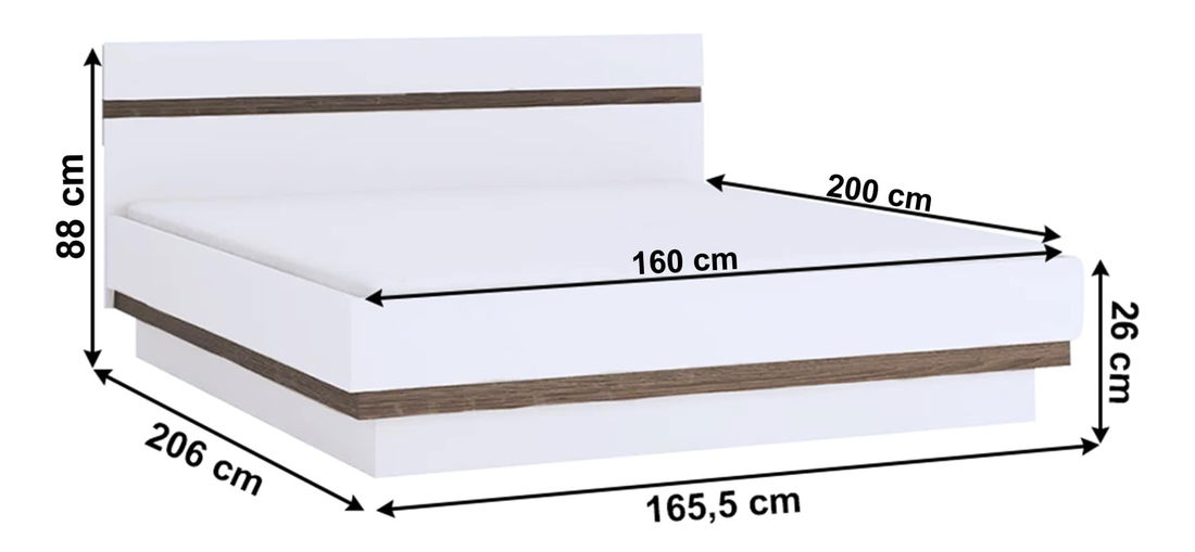 Posteľ s úložným priestorom Lonet (biela + dub sonoma tmavý truflový) 
