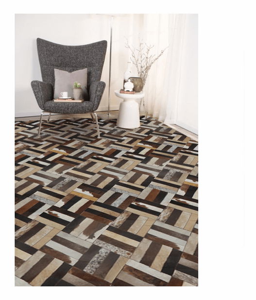 Covor din piele 200x300 cm Kazuko TYP 02 (piele de vită + motiv patchwork)