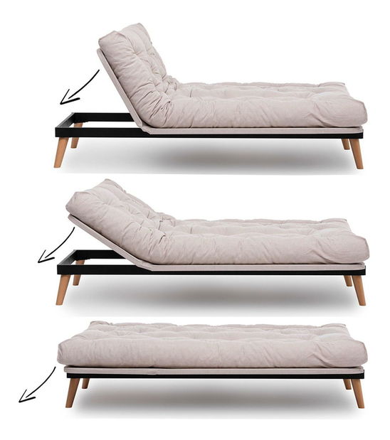 Rozkladacia pohovka Sakotta (krémová + drevo)