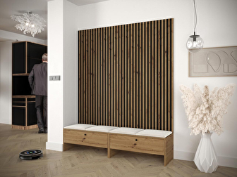 Mobilier hol Esmaldos V (Stejar artisan + Negru + Bej) 