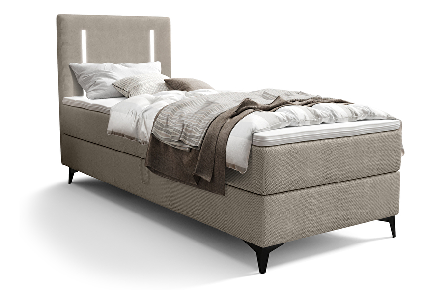 Egyszemélyes ágy 80 cm Ortega Comfort (világoskék) (ágyráccsal és matraccal, és tárolóhellyel) (LED világítással)
