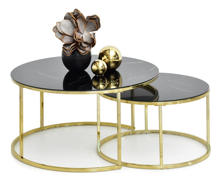 Stolić za kavu Grande (crni mramor + zlatna)