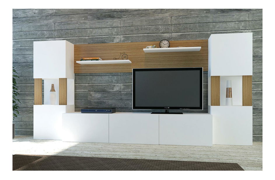 Set za dnevni boravak Loreena (bijela + teak)