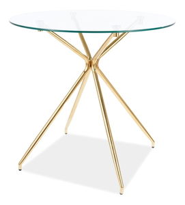 Masă de sufragerie Anastasia (sticlă + auriu) (pentru 4 persoane)