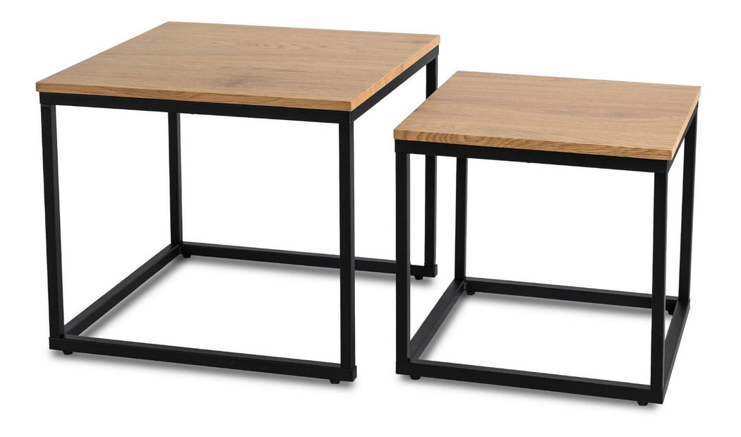 Set 2 măsuțe de cafea Climas (stejar auriu + negru) 