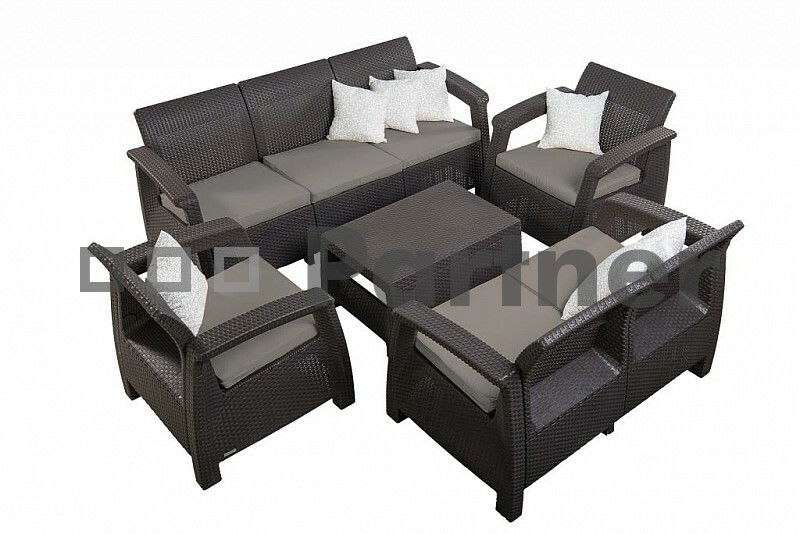 Záhradný nábytok Corfu Sun hnedý (um. ratan) *výpredaj