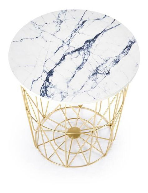 Stolić za kavu Halley (bijeli mramor + zlatna)