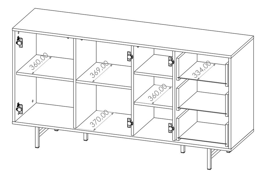 Comodă Presto K3D3SZ (Negru mat + captains deck)