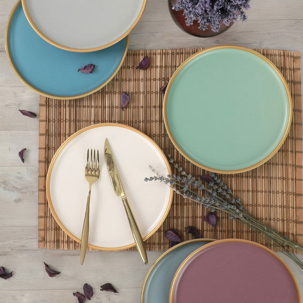 Set desertnih tanjura (6 kom.) Norde (plava + zelena + ružičasta + bijela + siva)