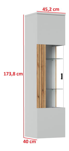 Vitrină Veresa V01 (Cenușă + Stejar coast evoke) (L)