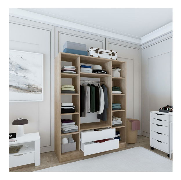 Ruhásszekrény Nisae 18 (világos dió + fehér)