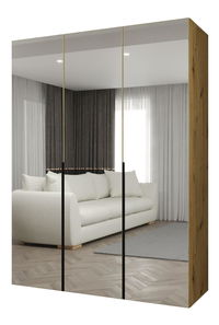 Ruhásszekrény 150 cm Alice 3 (artisan tölgy + fekete)