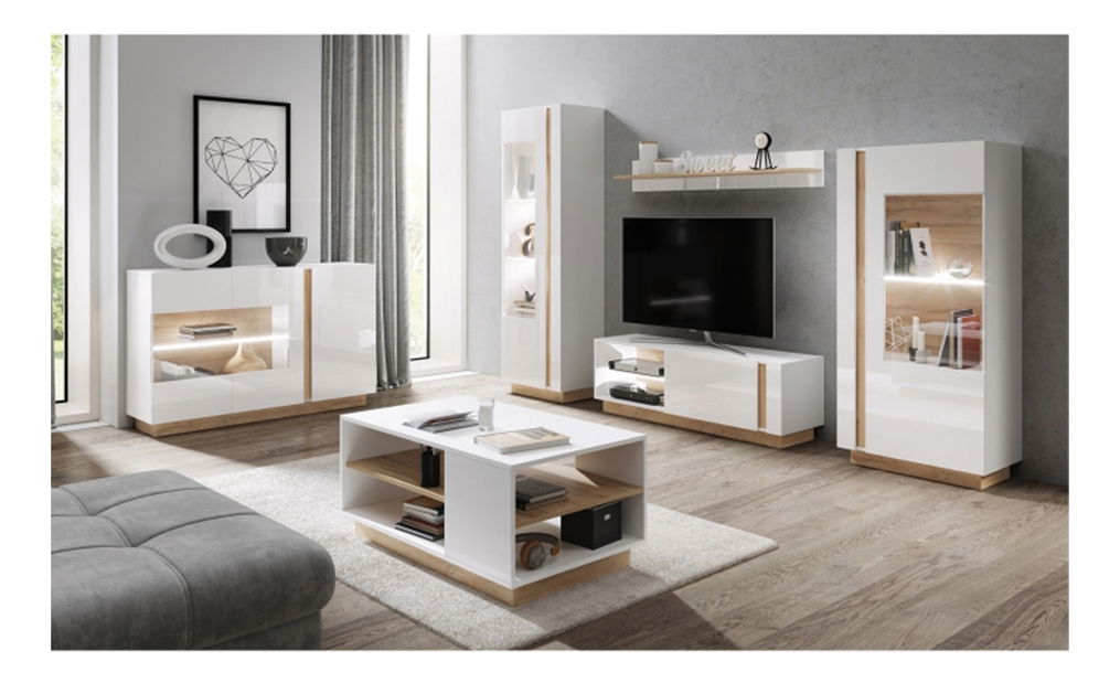 TV stolík/skrinka Cethos Typ 187 (biela + dub grandson)