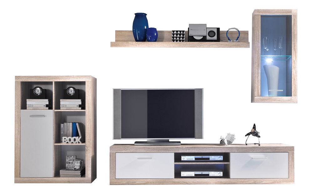 Set za dnevni boravak s LED Belina (hrast sonoma + bijela)