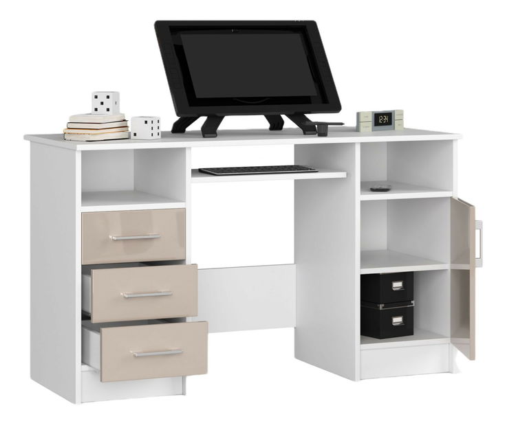 PC stolić Aziza (bijela + cappuccino sjaj)