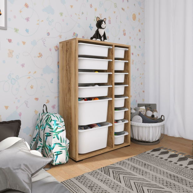 Organizator za igračke Dremonka 7 (orah + bijela)