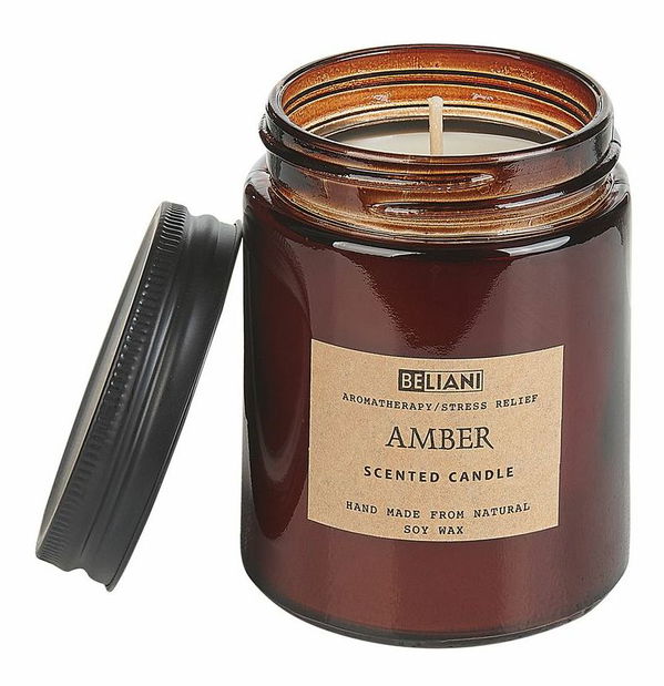 Lumânare din ceară de soia , difuzor cu bețișoare cu parfum de chihlimbar Ember (maro)