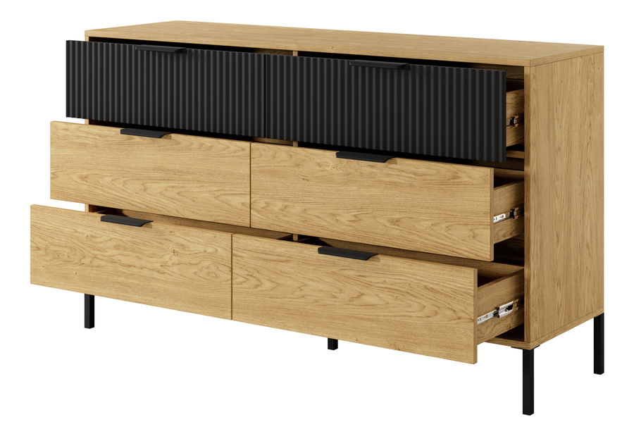 Komód Balneo (balti tölgy + fekete)