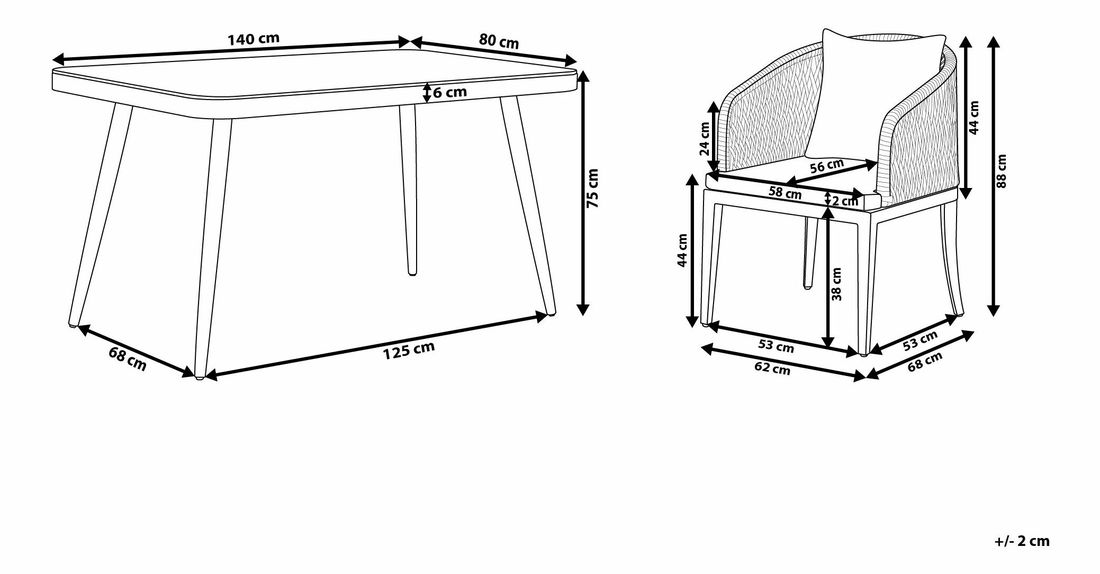 Vrtni blagovaonski set Lipe (siva) (za 6 osoba)