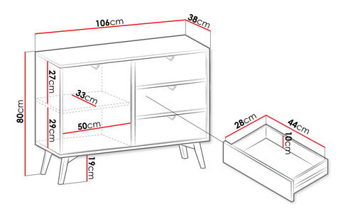 Komoda Maranot KSZD106 (pješčano bež + skandinavska riblja kost) 