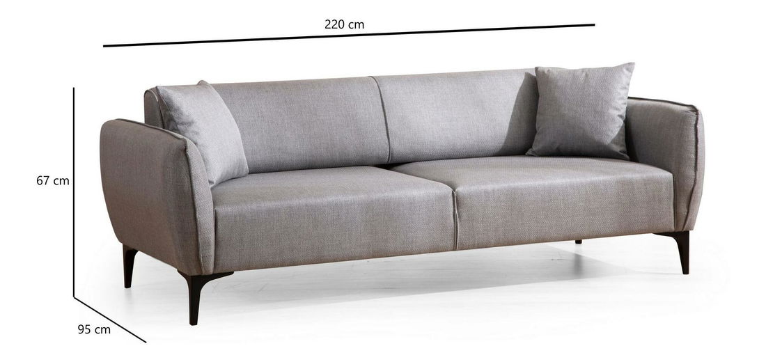 Háromszemélyes kanapé Belasemma (szürke + fekete)