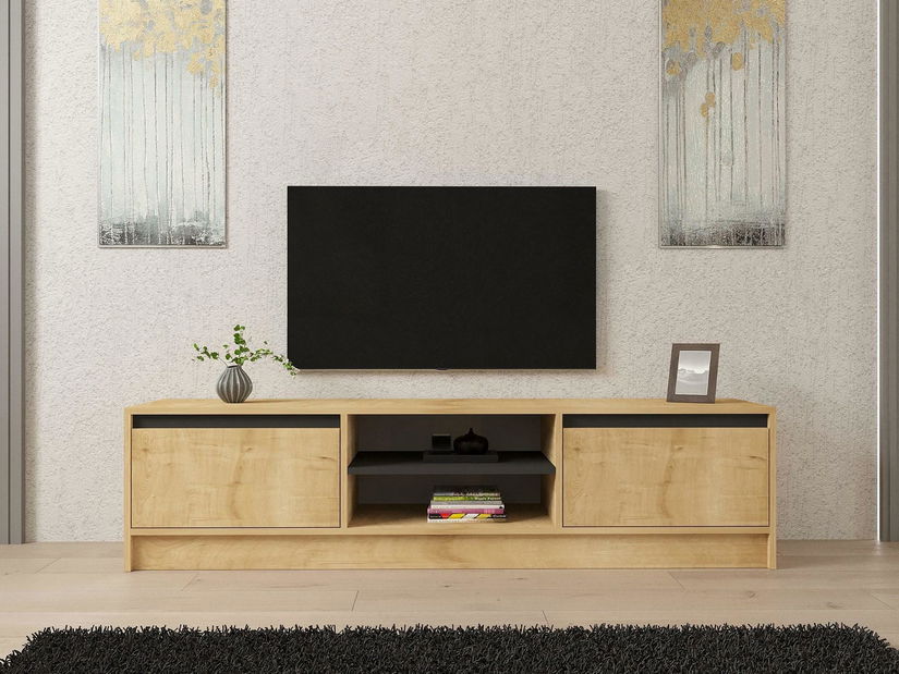 TV asztal/szekrény Netibo (zafír tölgy + antracit) 