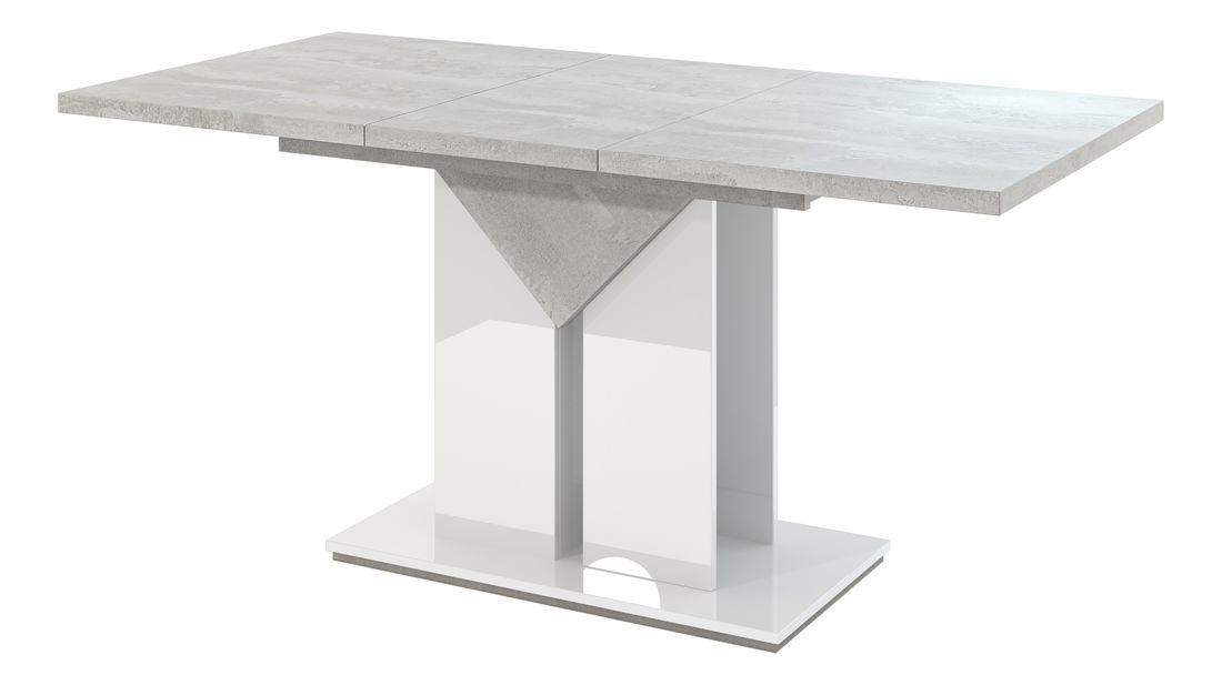 Jedálenský stôl Tarni (svetlosivá + lesk biely) (pre 4 až 6 osôb)