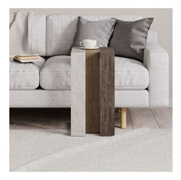 Príručný stolík Maduda (tmavohnedá + hititte) 