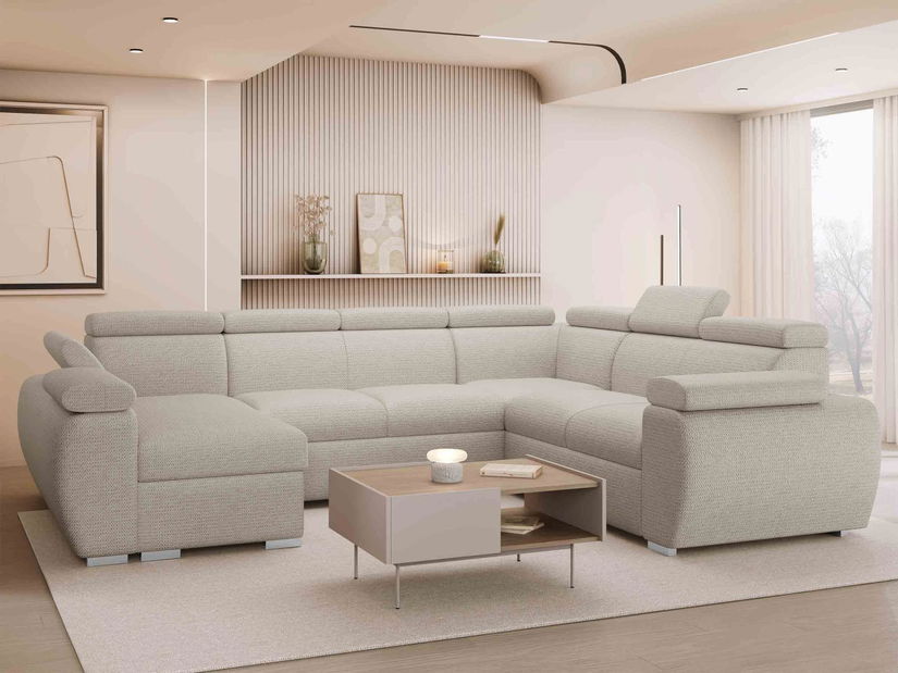 Rohová sedacia súprava Gozo U (svetlobéžová) (L)