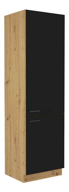 Dulap de bucătărie pentru alimente Meriel 60 DK 210 2F (negru + stejar artisan)