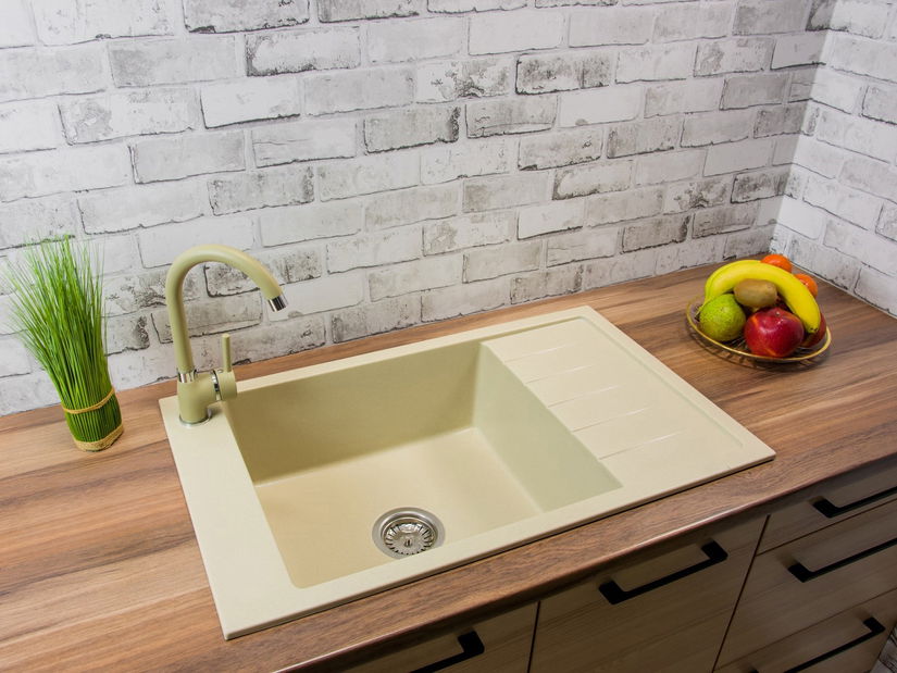 Kuchynský drez Lurano (béžová) (s 1 otvorom pre batériu) (P)