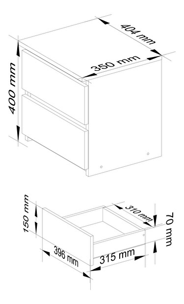 Nočný stolík Cleania CL2 (jelša)