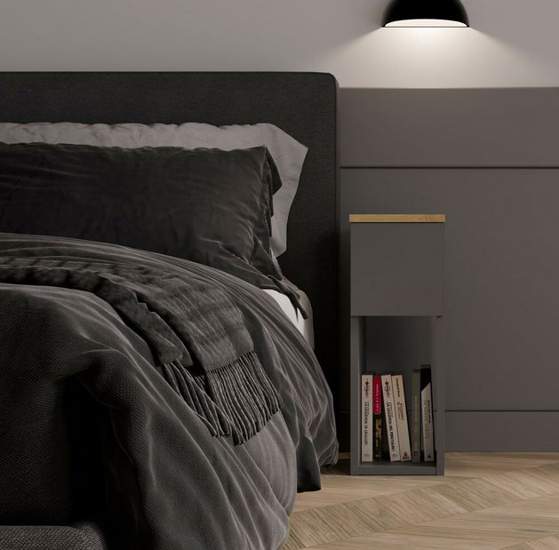 Nočný stolík Gustaban 1 (antracit + dub artisan)