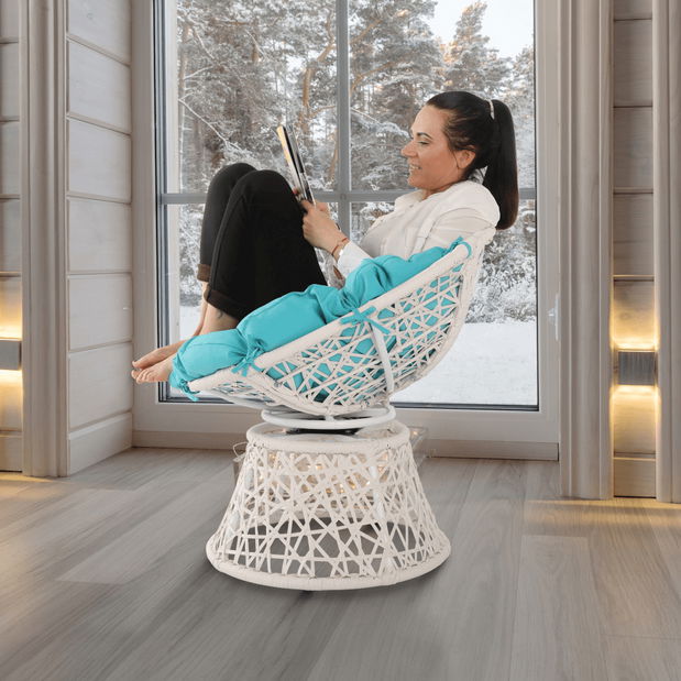 Otočné kreslo Trinny (biela + petrolejová)