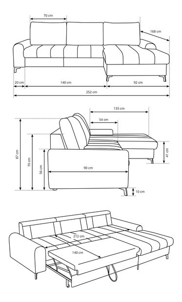 Rohová sedacia súprava Akitu (sivá) (P)