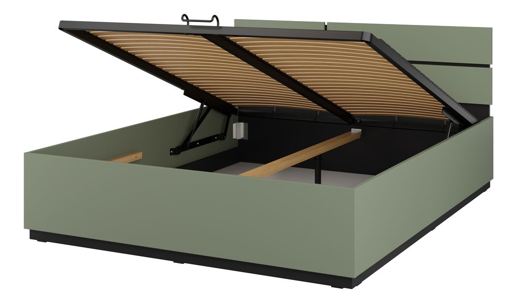 Bračni krevet 160 cm Crossen (s prostorom za odlaganje) (zelena)