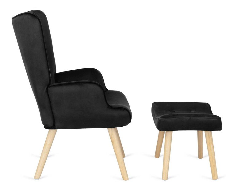 Fotelja s naslonom za noge Lombardi (crna) 