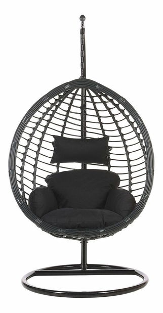 Viseća fotelja sa stalkom TOLIO (poliratan) (crna)