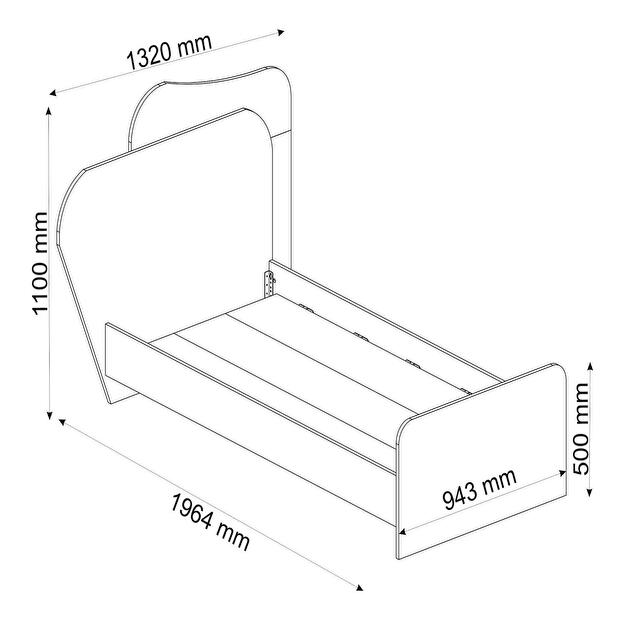 Jednostruki krevet 120 cm Somimi 3 (orah svijetli + bež) (s podnicom)