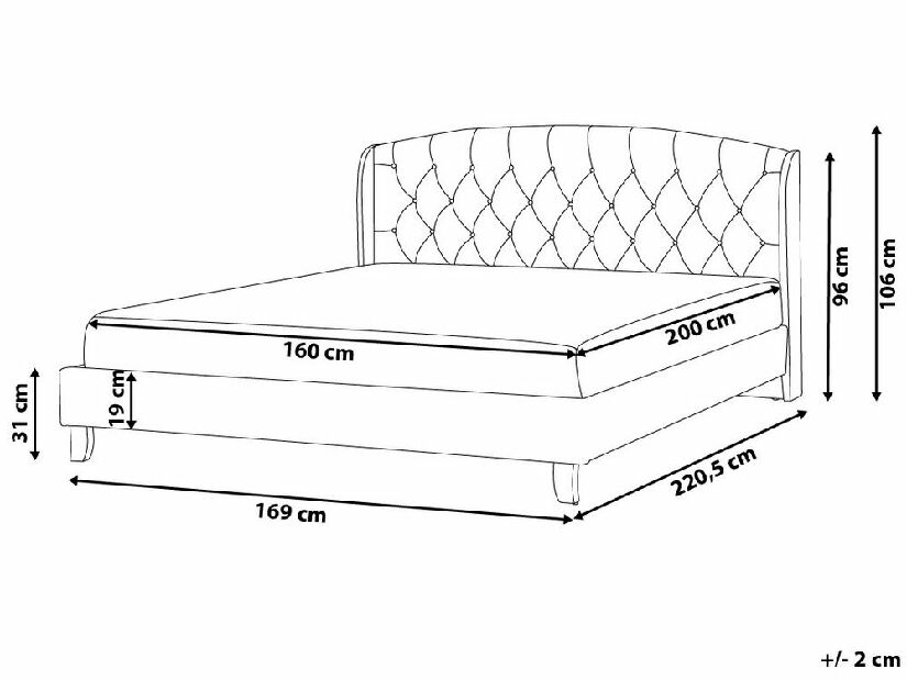 Pat matrimonial 160 cm BORD (cu somieră) (gri)