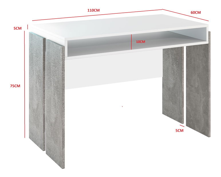 PC asztal Ramea (platinum grange tölgy + fekete)