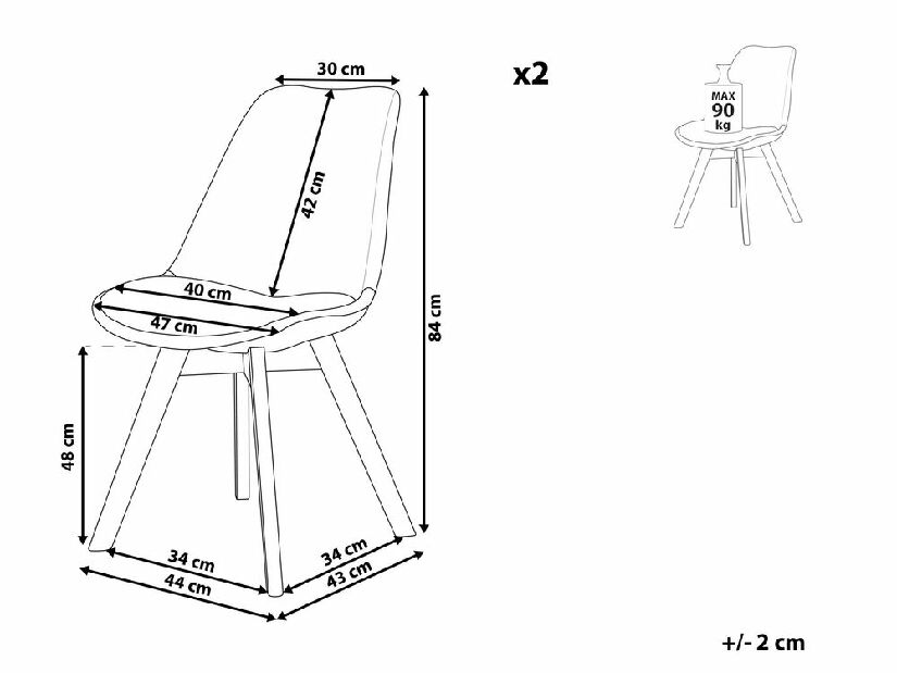 Set 2 buc. scaune pentru sufragerie DOHA II (plastic) (gri)